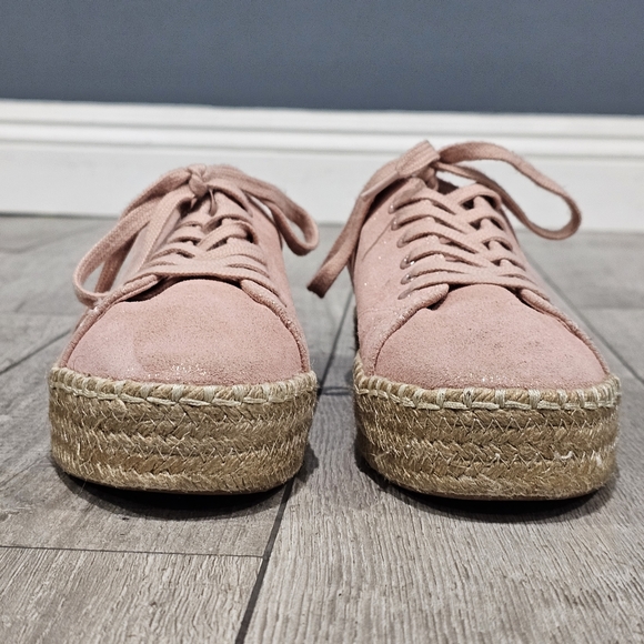 TRETORN Eve2 Pink Suede Glitter Platform Espadrille Lace Up Sneakers 8M - Picture 4 of 10